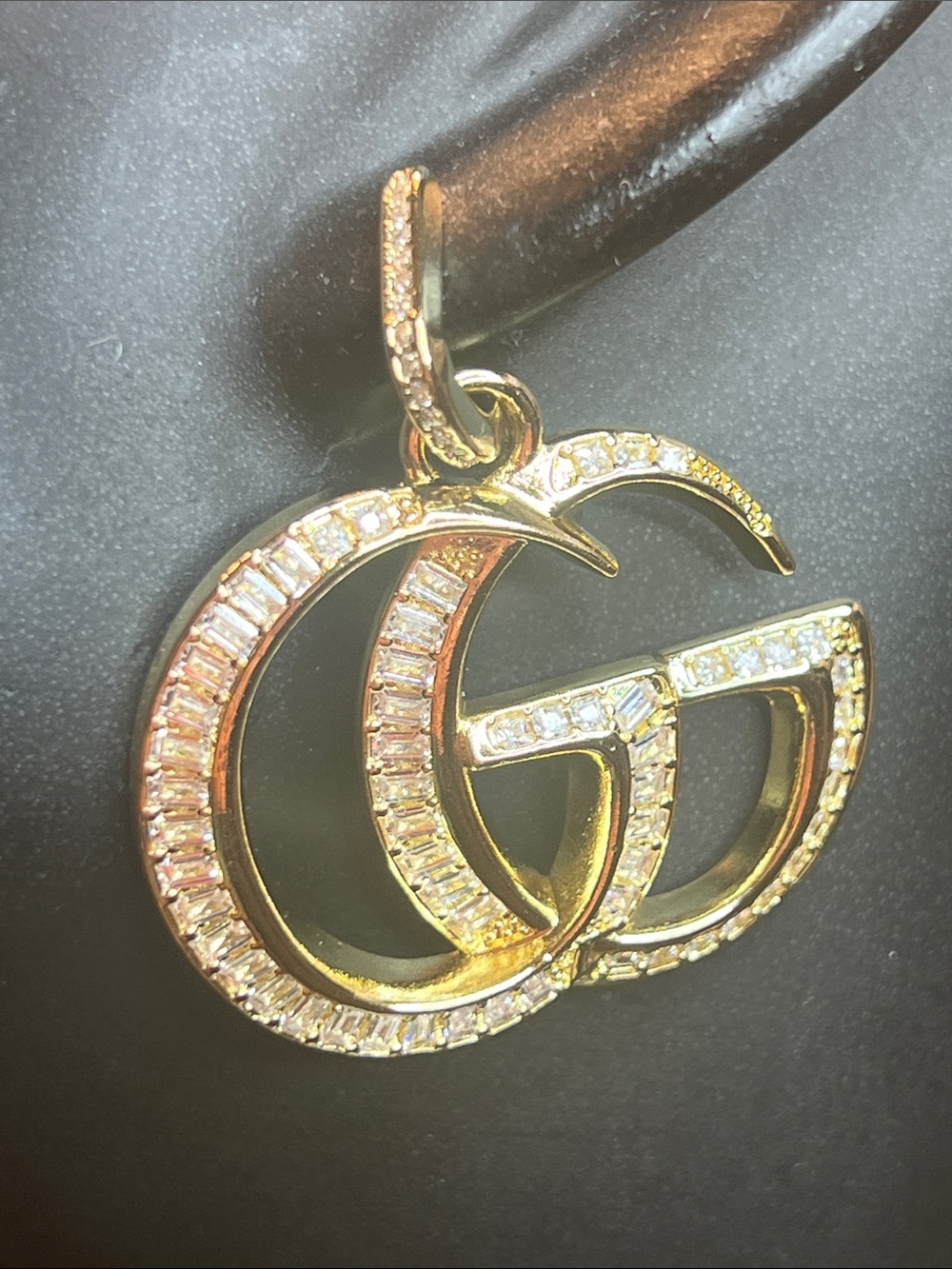 Gold-Tone Double G Drop Earring with Clear Crystal Accents